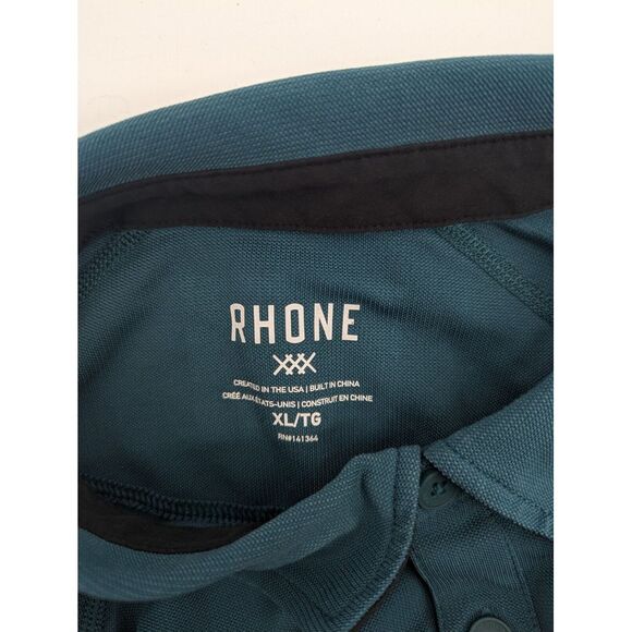 Rhone Delta Pique Polo Shirt Men's Size XL Green Long Sleeve Performance Stretch - Picture 5 of 5